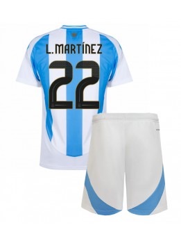 Argentinien Lautaro Martinez #22 Heimtrikotsatz für Kinder Copa America 2024 Kurzarm (+ Kurze Hosen)